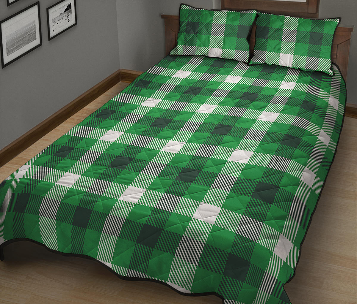 Irish Check Saint Patrick's Day Print Quilt Bed Set
