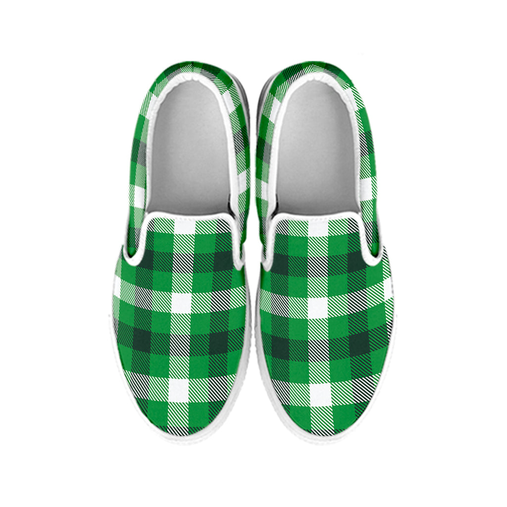 Irish Check Saint Patrick's Day Print White Slip On Shoes
