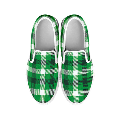 Irish Check Saint Patrick's Day Print White Slip On Shoes