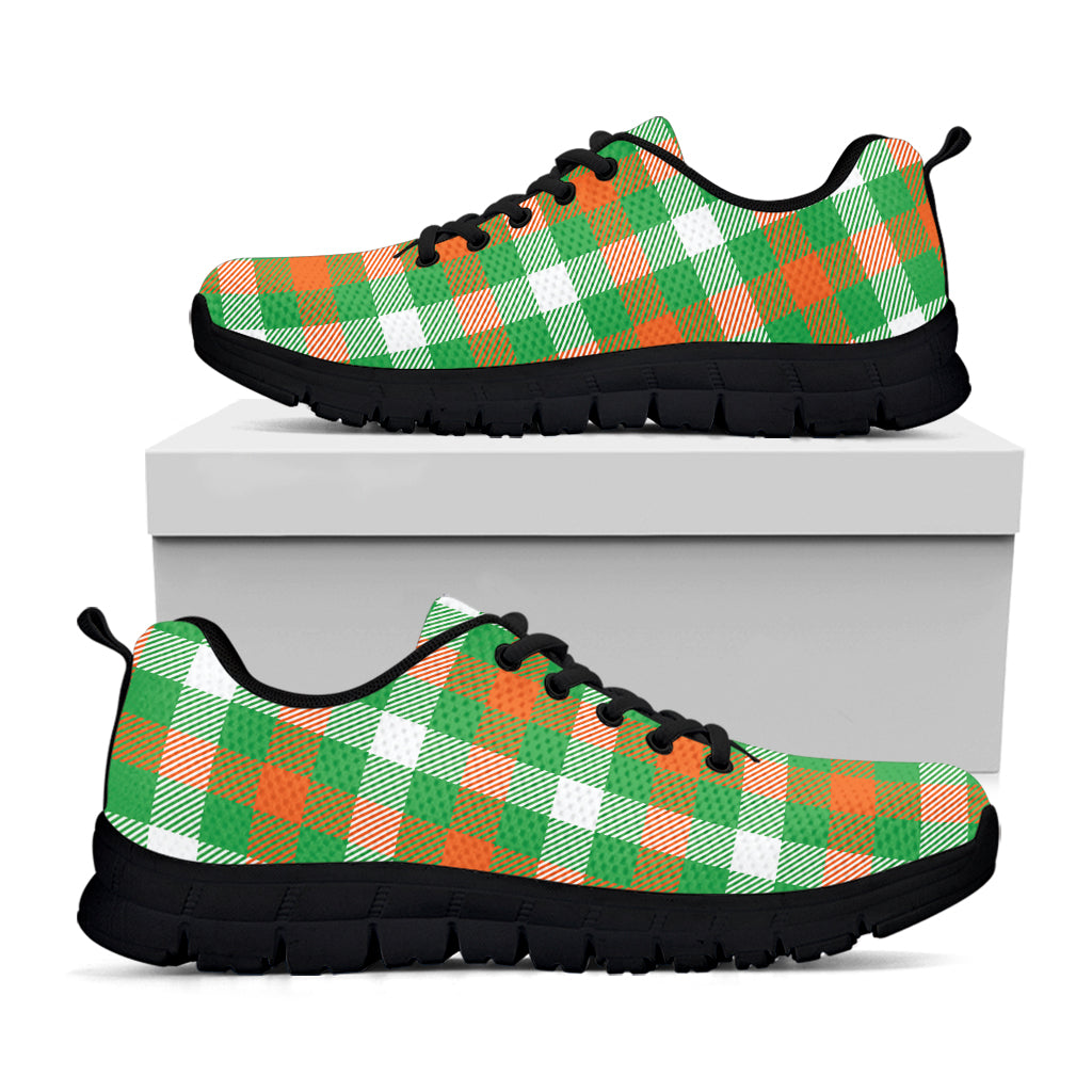 Irish Checkered St. Patrick's Day Print Black Sneakers