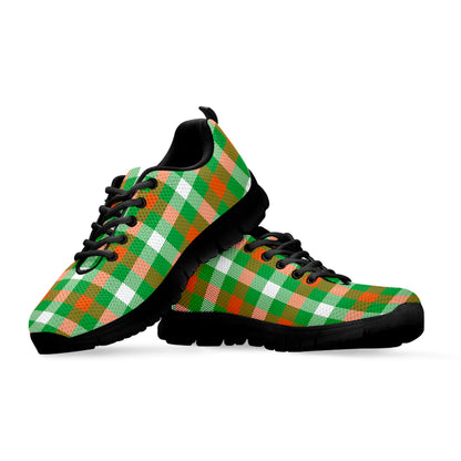 Irish Checkered St. Patrick's Day Print Black Sneakers
