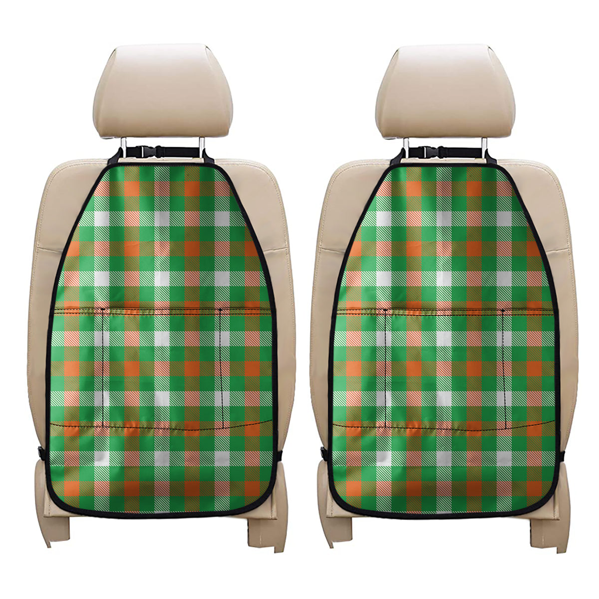 Irish Checkered St. Patrick's Day Print Car Seat Organizers
