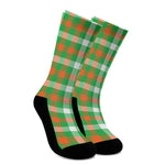 Irish Checkered St. Patrick's Day Print Crew Socks
