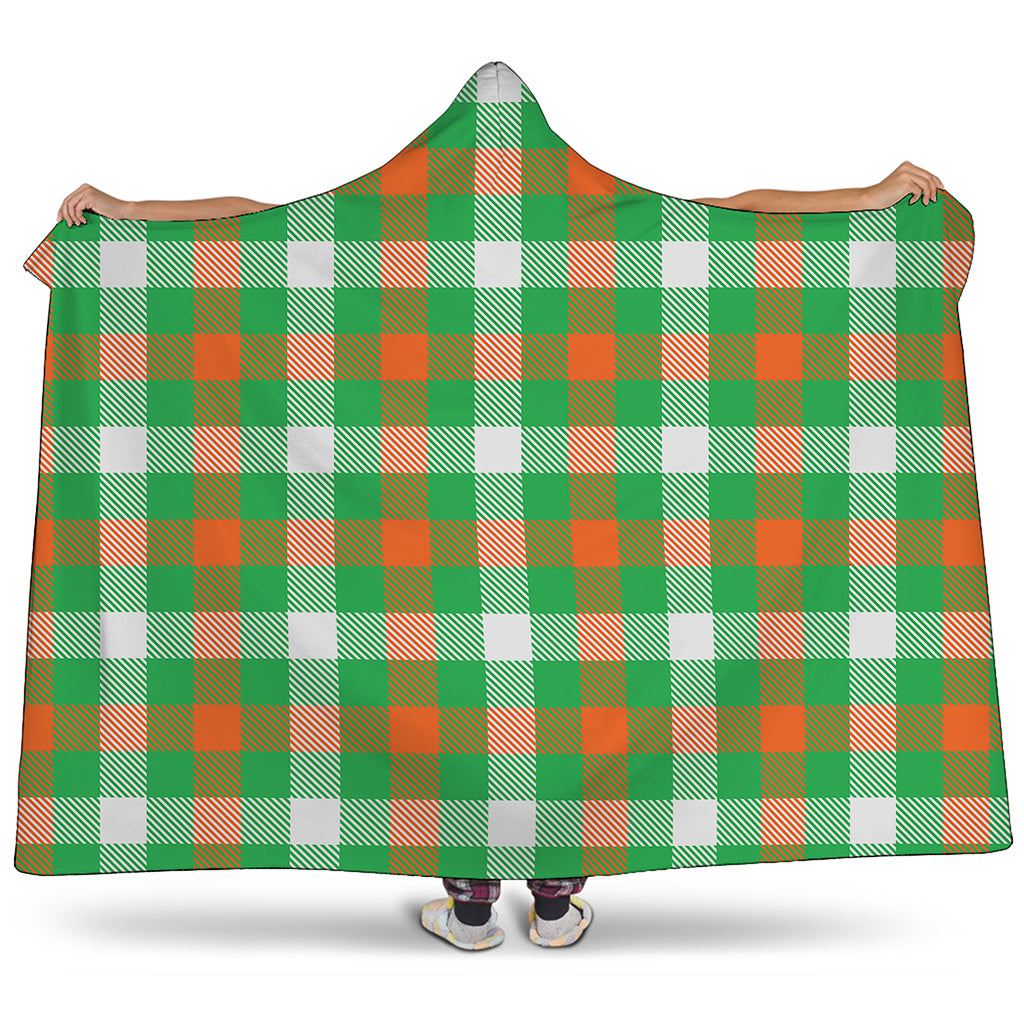 Irish Checkered St. Patrick's Day Print Hooded Blanket