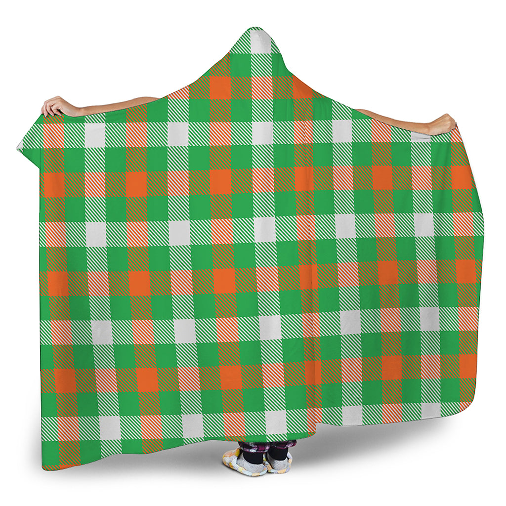 Irish Checkered St. Patrick's Day Print Hooded Blanket