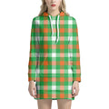 Irish Checkered St. Patrick's Day Print Pullover Hoodie Dress