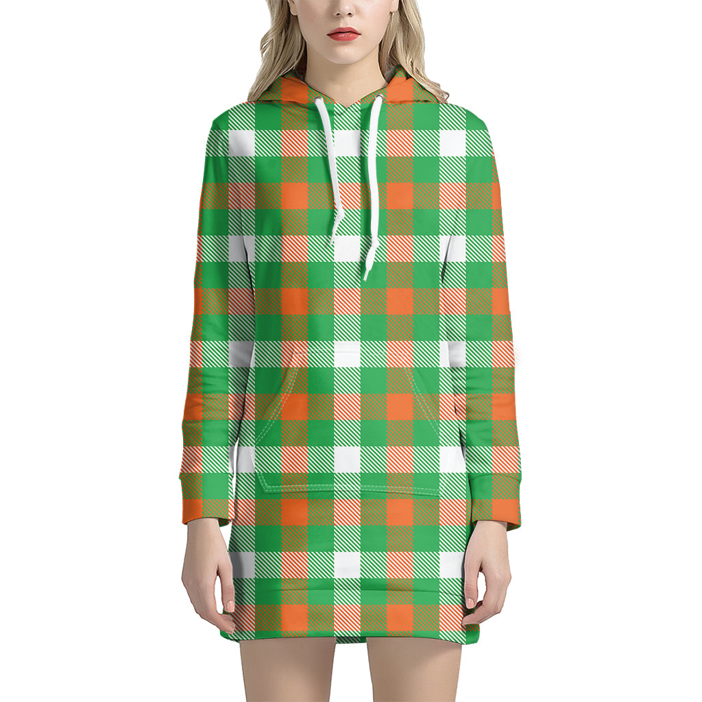Irish Checkered St. Patrick's Day Print Hoodie Dress
