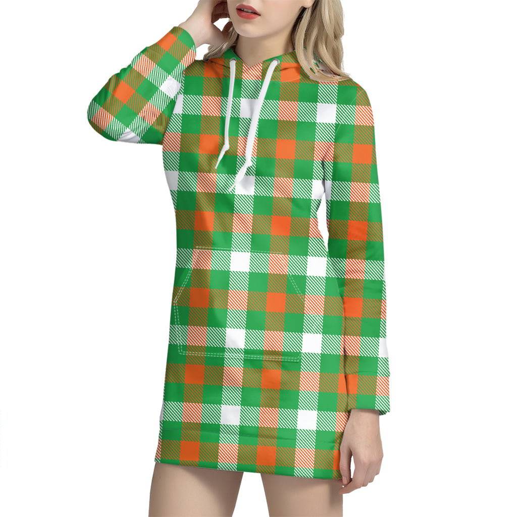 Irish Checkered St. Patrick's Day Print Hoodie Dress