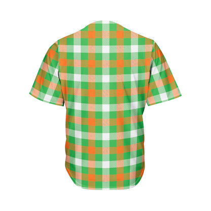 Irish Checkered St. Patrick's Day Print Men's Baseball Jersey