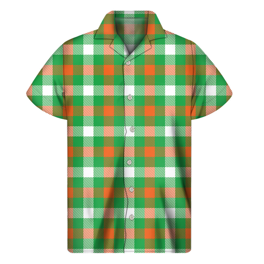 Irish Checkered St. Patrick's Day Print Men's Short Sleeve Shirt