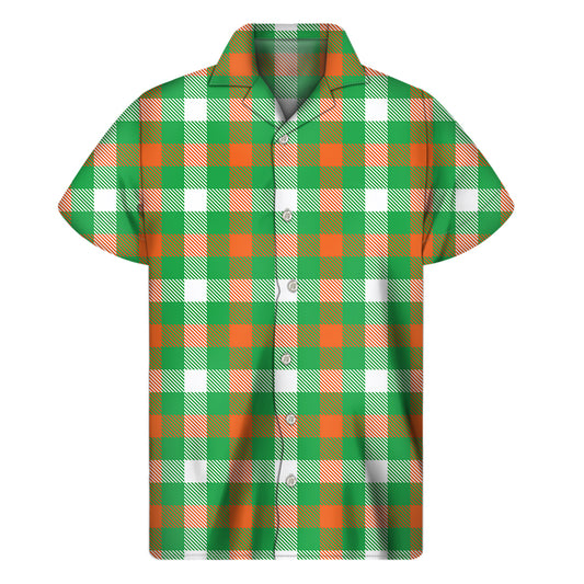 Irish Checkered St. Patrick's Day Print Men's Short Sleeve Shirt