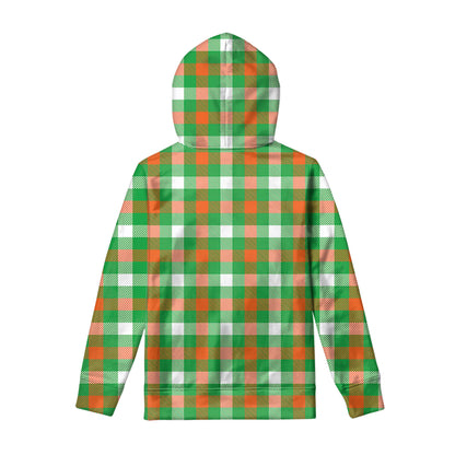 Irish Checkered St. Patrick's Day Print Pullover Hoodie
