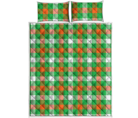 Irish Checkered St. Patrick's Day Print Quilt Bed Set