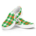 Irish Checkered St. Patrick's Day Print White Slip On Sneakers