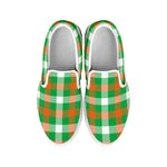 Irish Checkered St. Patrick's Day Print White Slip On Shoes