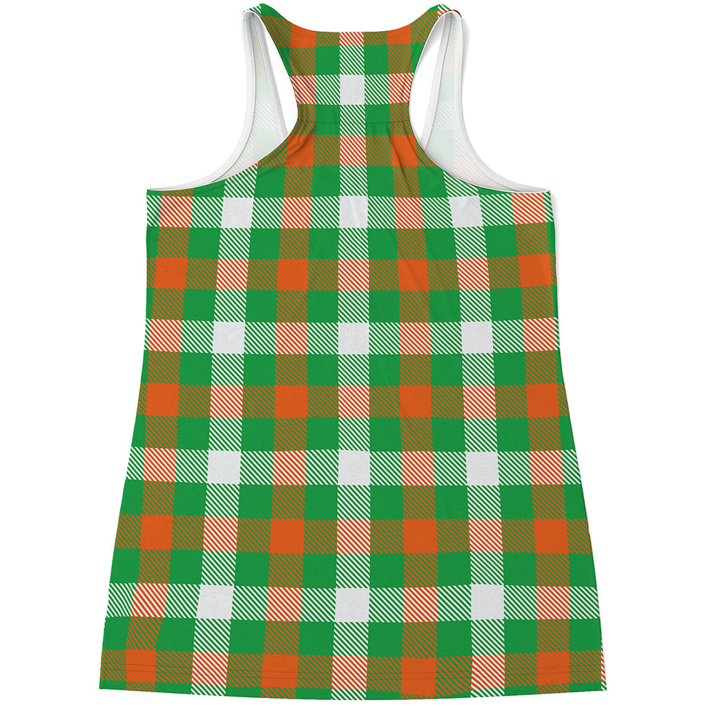 Irish Checkered St. Patrick's Day Print Women's Racerback Tank Top