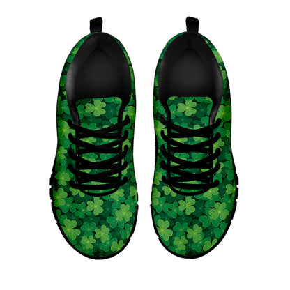 Irish Clover Saint Patrick's Day Print Black Sneakers
