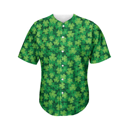 Irish Clover Saint Patrick's Day Print Men's Baseball Jersey