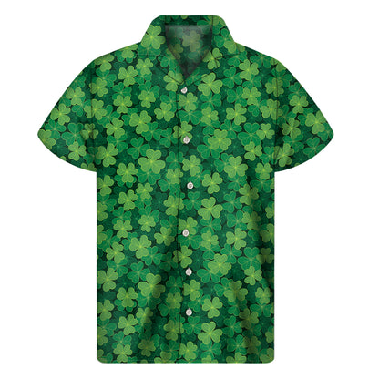 Irish Clover Saint Patrick's Day Print Men's Short Sleeve Shirt