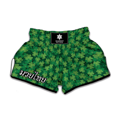 Irish Clover Saint Patrick's Day Print Muay Thai Boxing Shorts