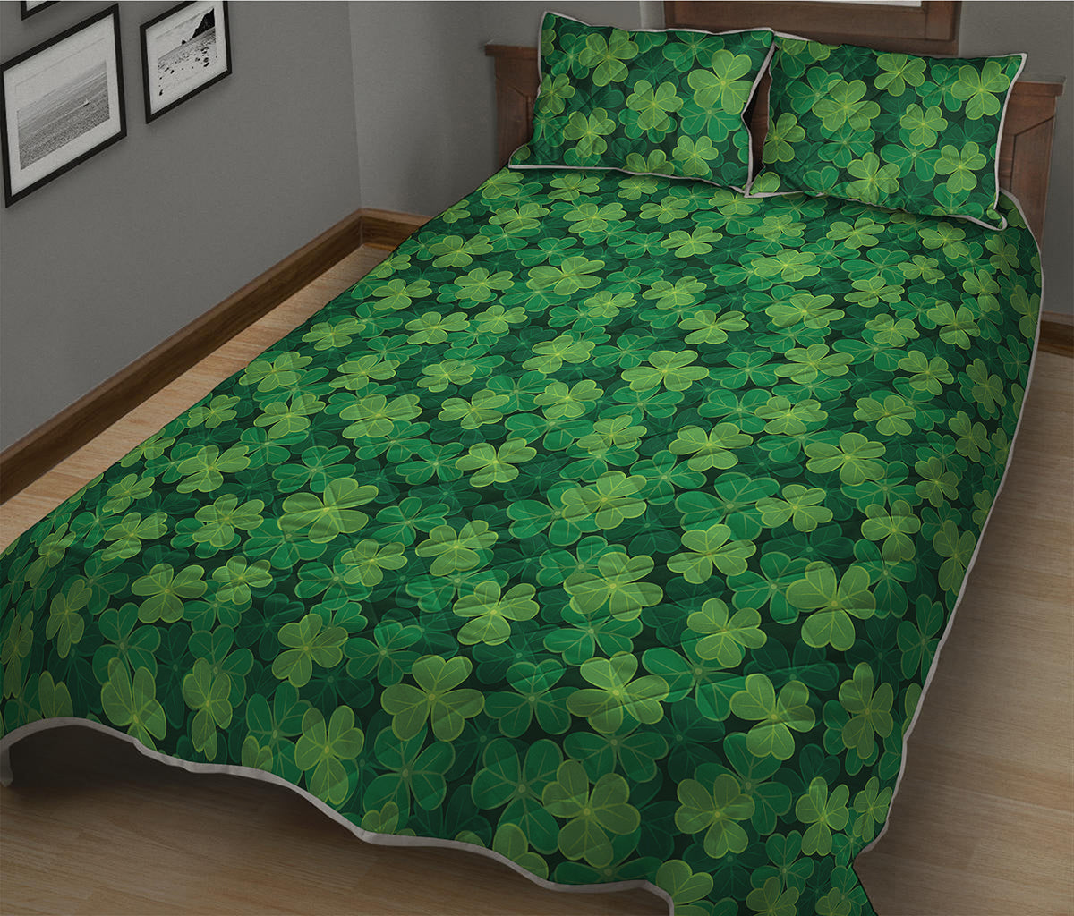 Irish Clover Saint Patrick's Day Print Quilt Bed Set