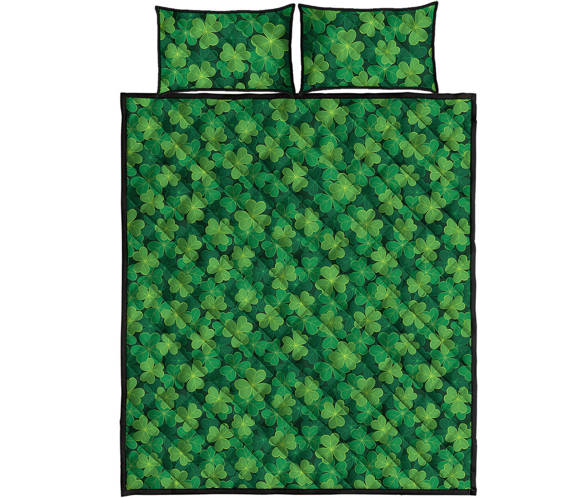 Irish Clover Saint Patrick's Day Print Quilt Bed Set