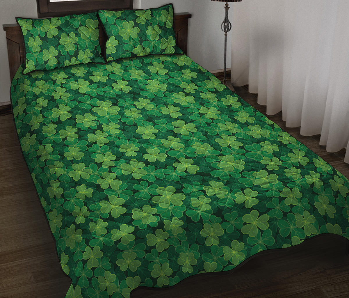 Irish Clover Saint Patrick's Day Print Quilt Bed Set