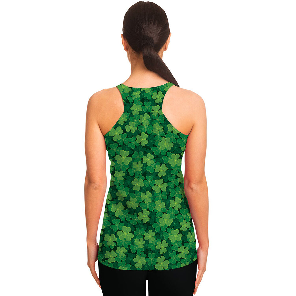 Irish Clover Saint Patrick's Day Print Women's Racerback Tank Top