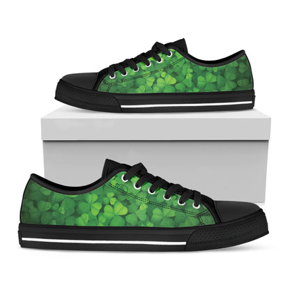 Irish Clover St. Patrick's Day Print Black Low Top Shoes