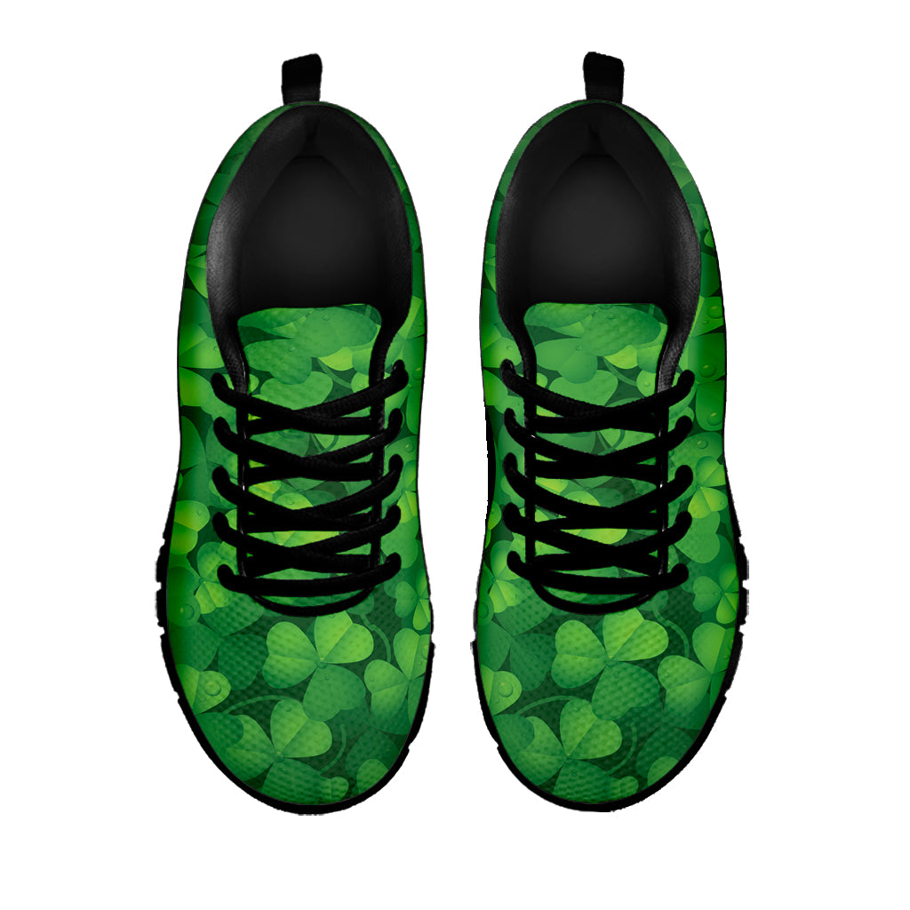 Irish Clover St. Patrick's Day Print Black Sneakers