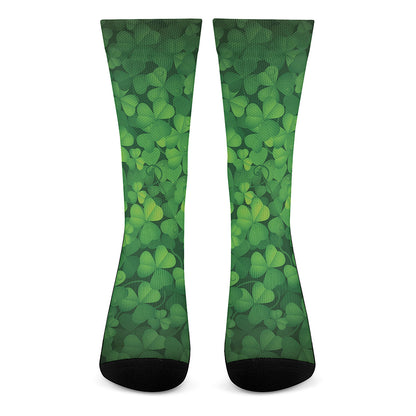 Irish Clover St. Patrick's Day Print Crew Socks