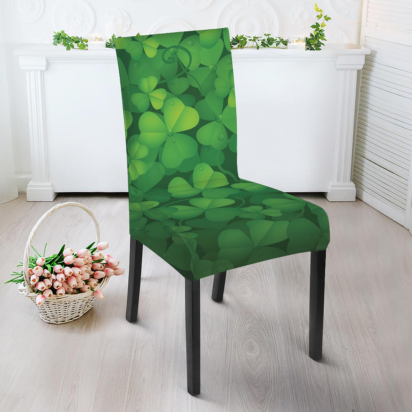Irish Clover St. Patrick's Day Print Dining Chair Slipcover