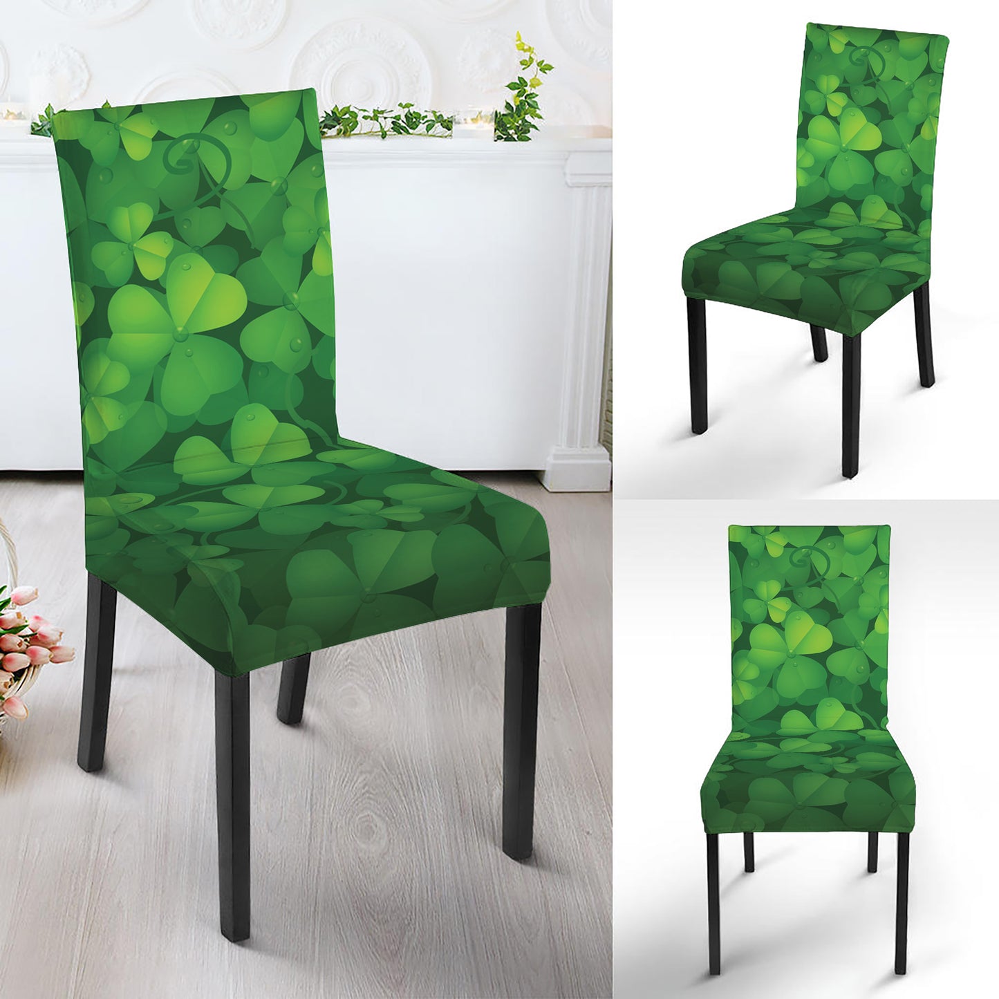 Irish Clover St. Patrick's Day Print Dining Chair Slipcover