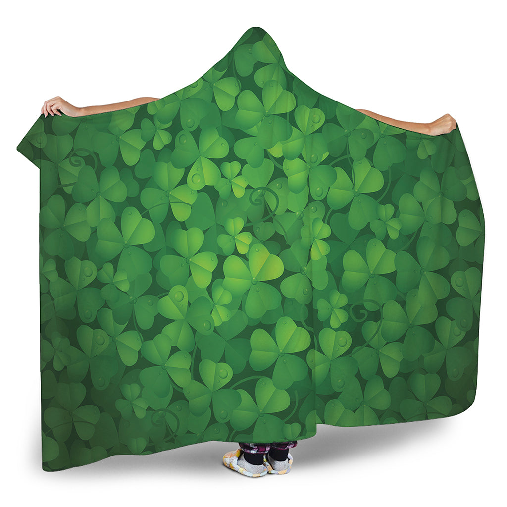 Irish Clover St. Patrick's Day Print Hooded Blanket