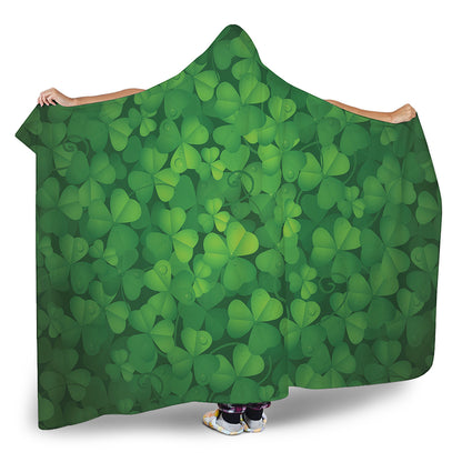 Irish Clover St. Patrick's Day Print Hooded Blanket