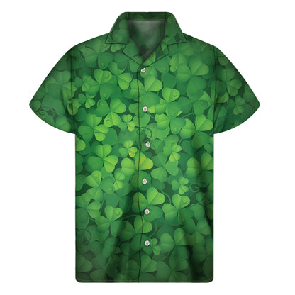 Irish Clover St. Patrick's Day Print Men's Short Sleeve Shirt