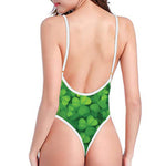 Irish Clover St. Patrick's Day Print One Piece High Cut Swimsuit