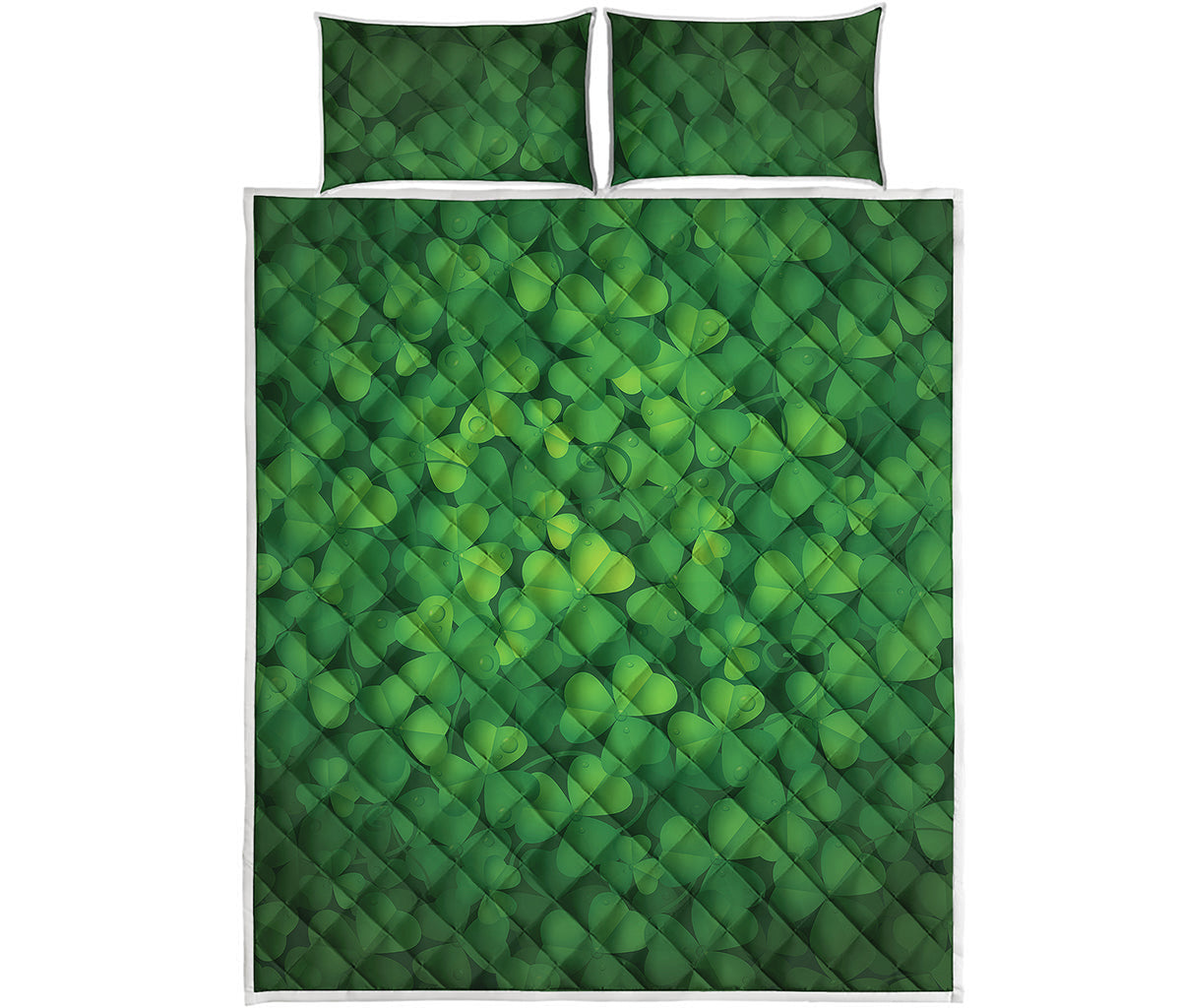 Irish Clover St. Patrick's Day Print Quilt Bed Set