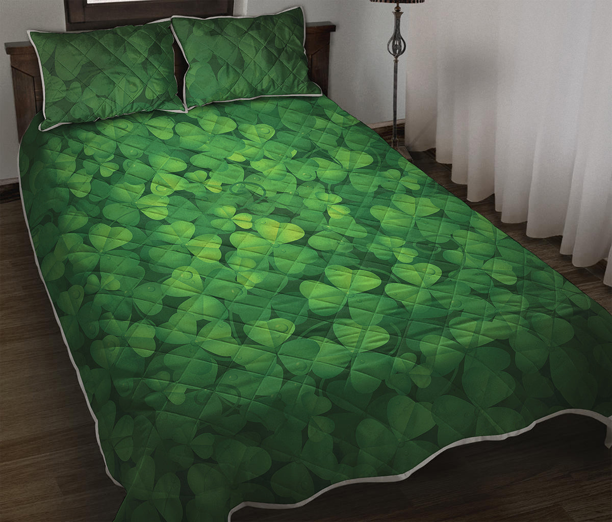 Irish Clover St. Patrick's Day Print Quilt Bed Set