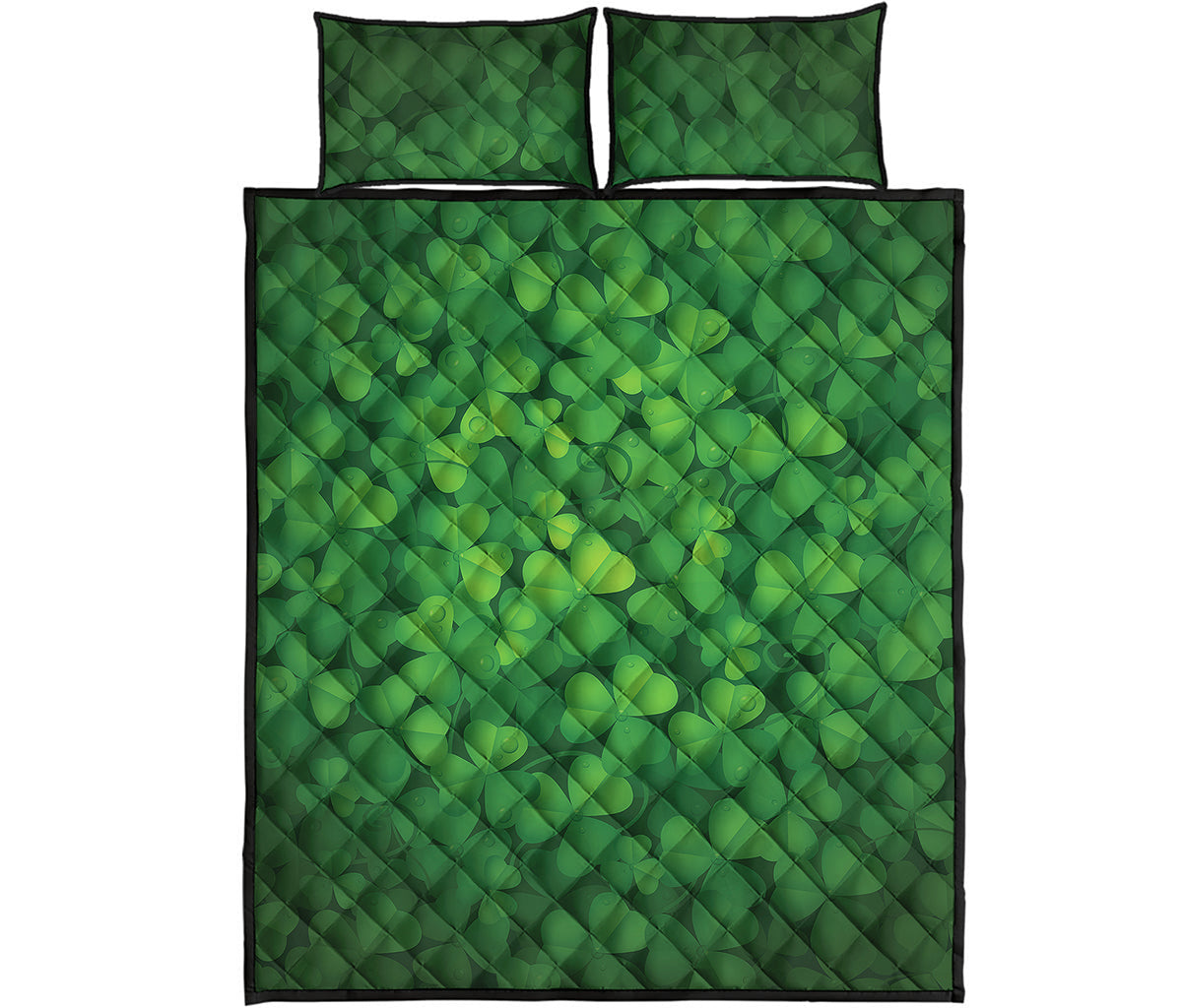 Irish Clover St. Patrick's Day Print Quilt Bed Set
