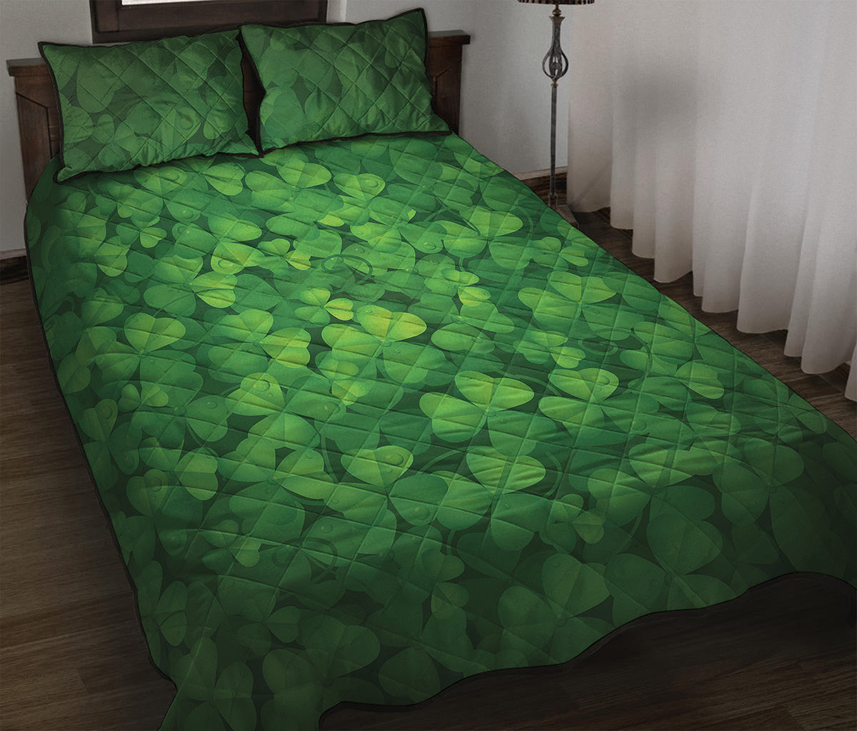 Irish Clover St. Patrick's Day Print Quilt Bed Set