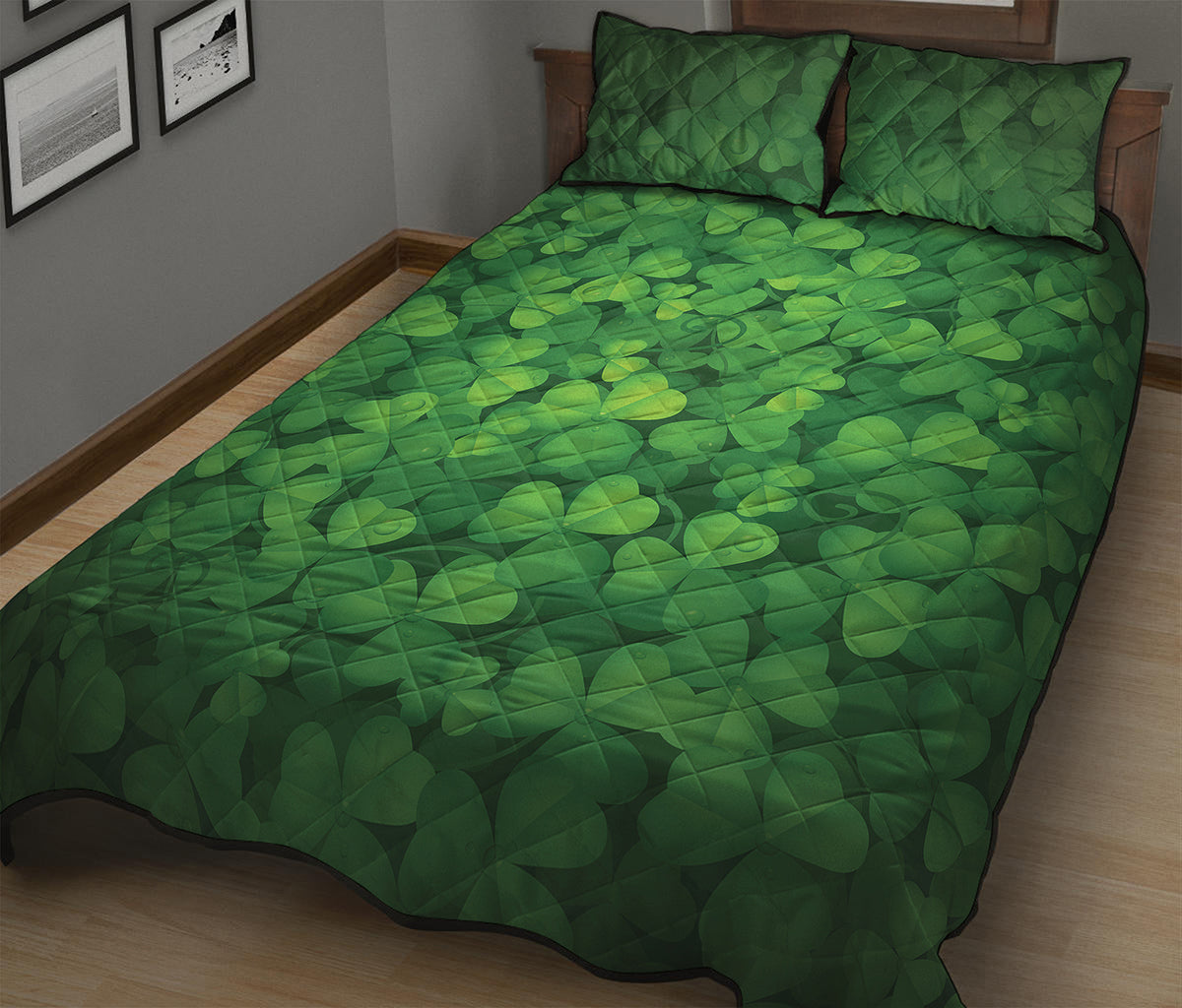 Irish Clover St. Patrick's Day Print Quilt Bed Set