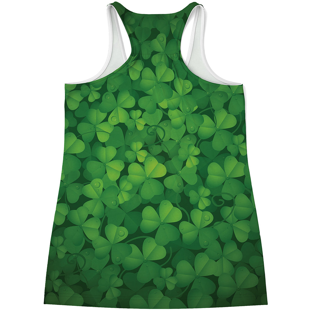 Irish Clover St. Patrick's Day Print Women's Racerback Tank Top