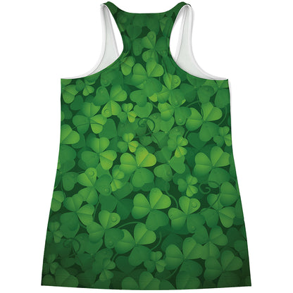Irish Clover St. Patrick's Day Print Women's Racerback Tank Top