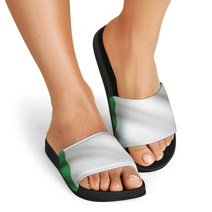 Irish Flag Print Black Slide Sandals