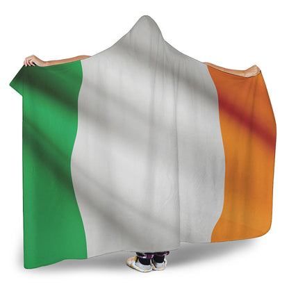Irish Flag Print Hooded Blanket