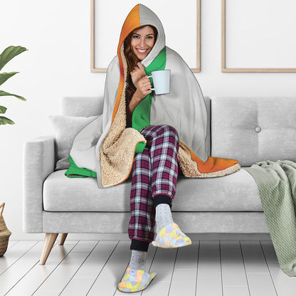 Irish Flag Print Hooded Blanket