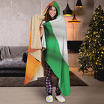 Irish Flag Print Hooded Blanket