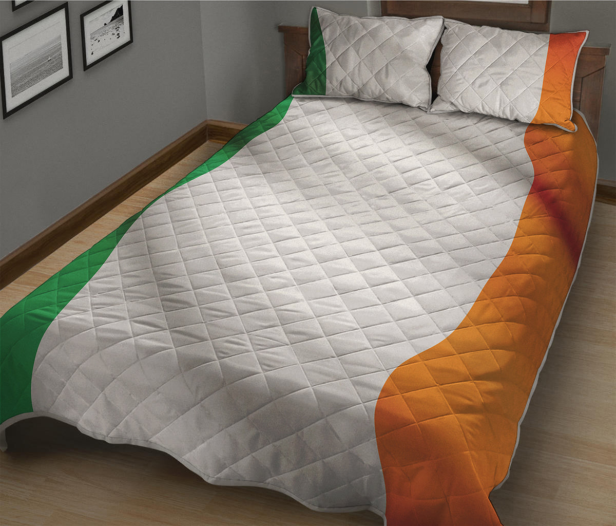 Irish Flag Print Quilt Bed Set