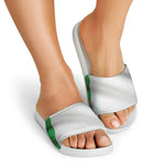 Irish Flag Print White Slide Sandals